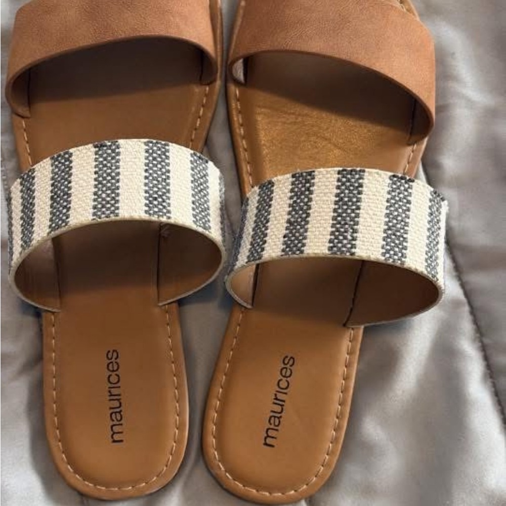 Maurices Brown and Cream Striped Sandals